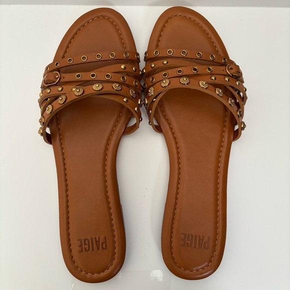 PAIGE Sandals Dylan Flats Slide Sandal Whiskey Brown NWOB - Picture 4 of 6